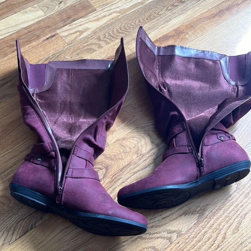 Cliffs by WHITE MOUNTAIN Women's Wine Over-the-Knee Buckle Boots